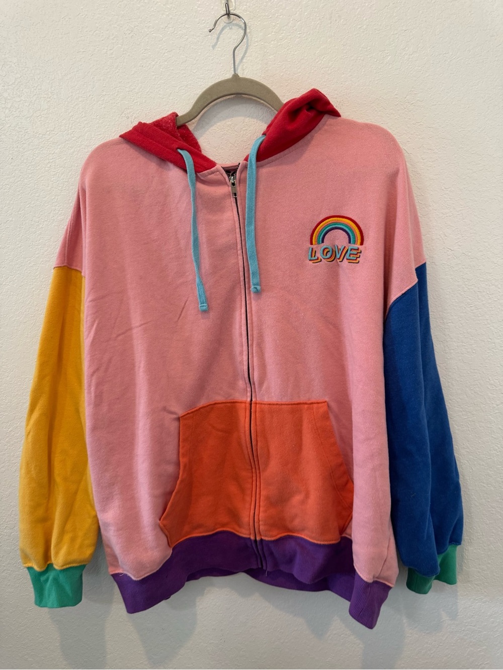 SO Color Block Rainbow Hoodie